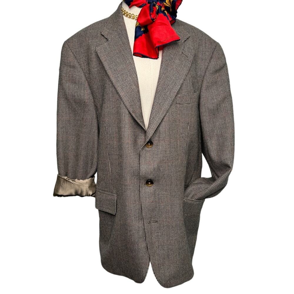 Vintage Chaps Ralph Lauren wool alpaca windowpane plaid blazer jacket size 42T